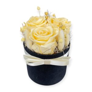 Box stabilizovaných ruží VELUR VANILLA ROSES- BLACK 3