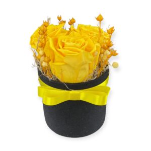 Box stabilizovaných ruží VELUR  YELLOW ROSES- BLACK 3